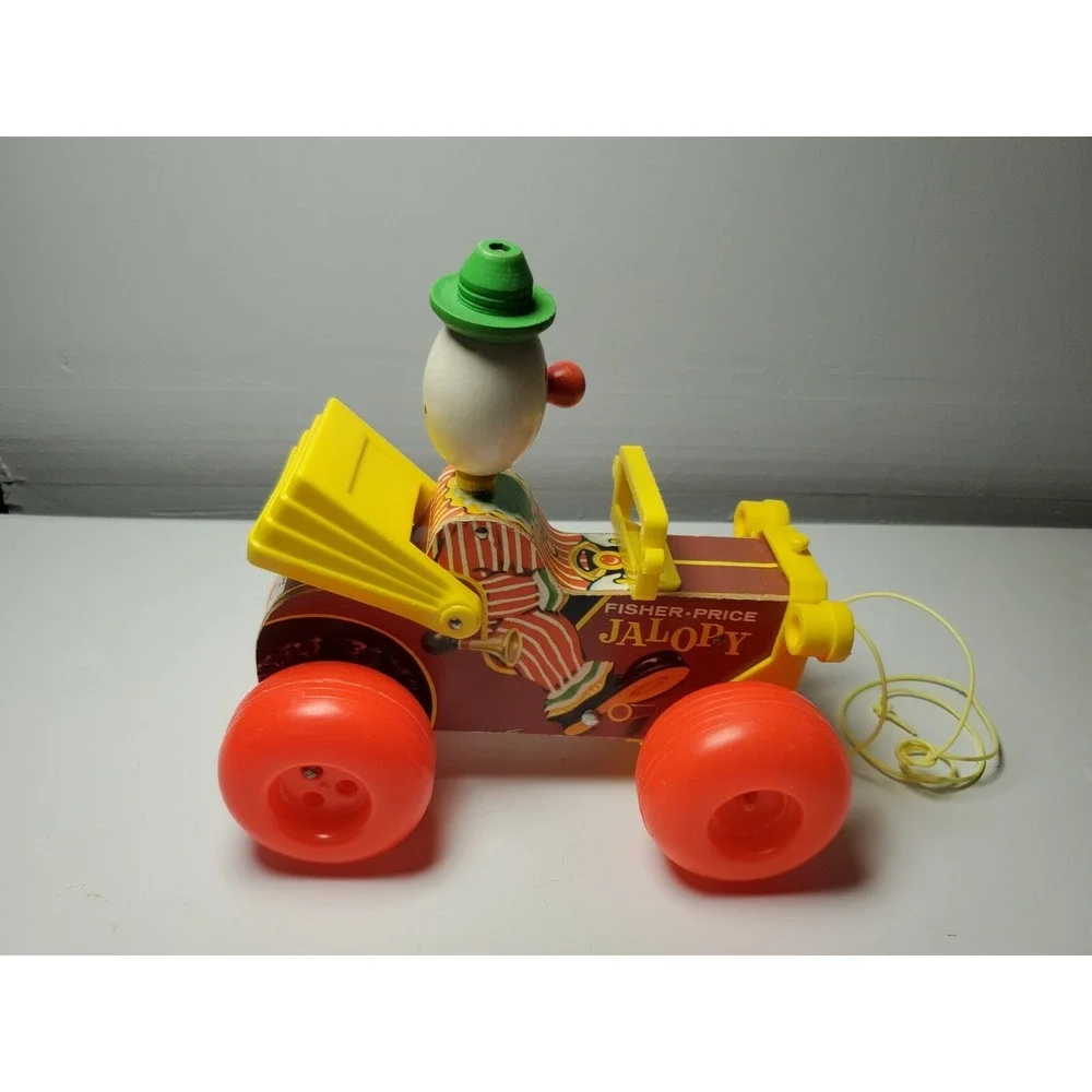 Vintage Fisher Price Clown Jalopy Car 724 Noise Kids‎ Toy Baby Fun